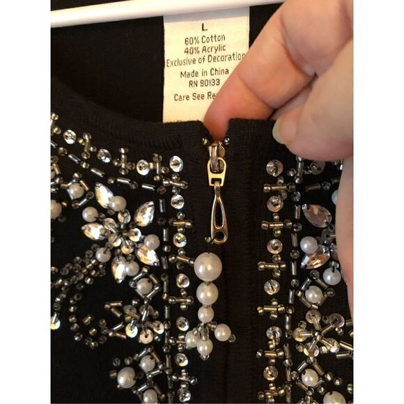 Quacker Factory Beaded Sweater L - Picture 6 of 11